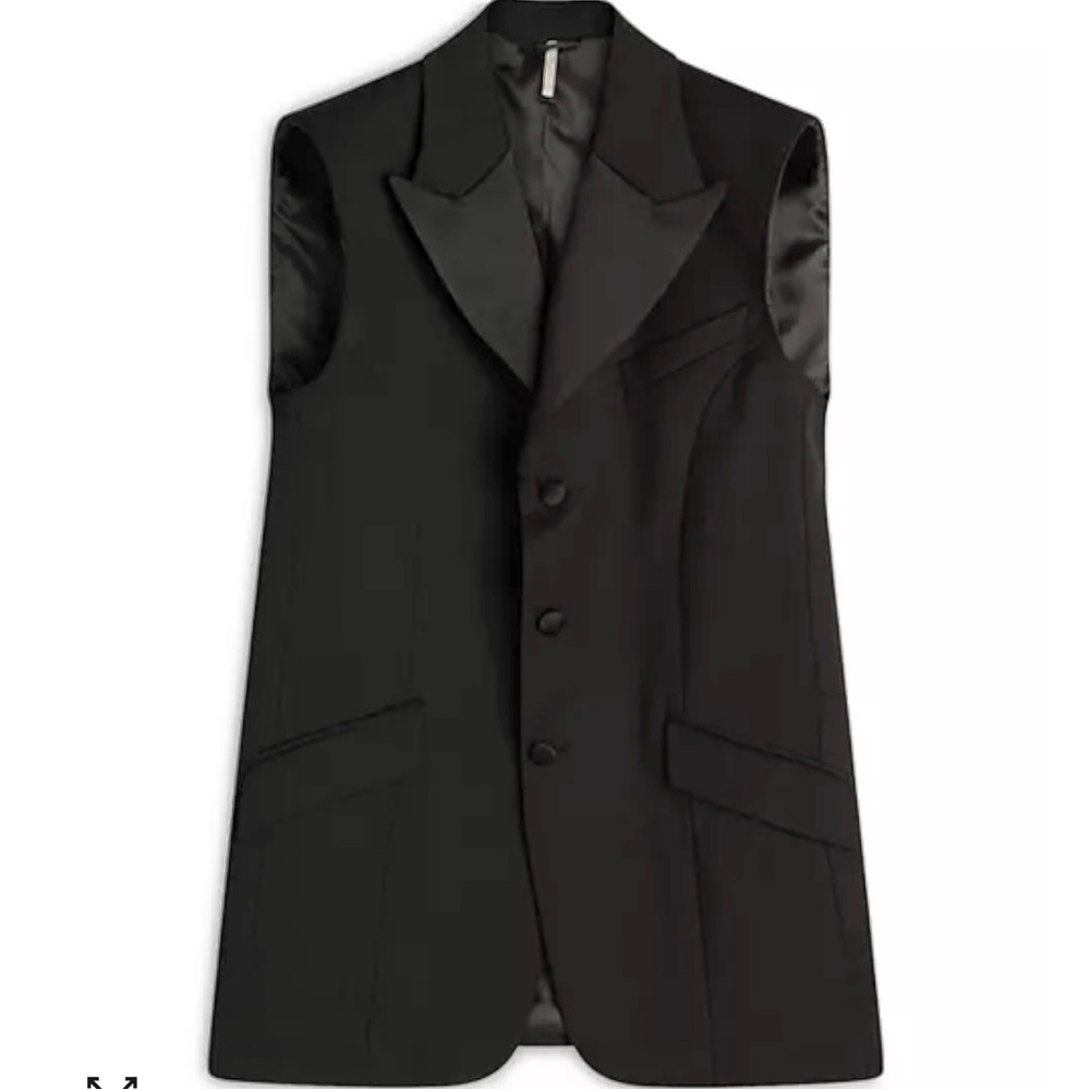 Sunflower Tuxedo Vest Men's 50 Black Wool Blend Notch Flap Pockets Sleeveless